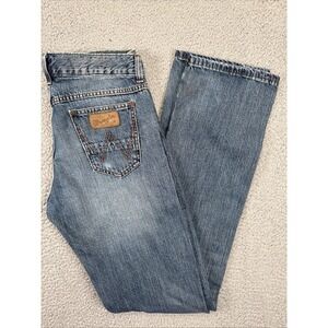 Wrangler Retro Western Jeans Mens 30X36 Blue Whiskered Slim Straight Rodeo Tall
